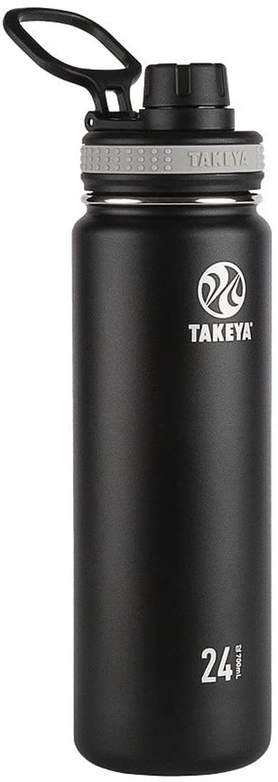 Takeya Black Originals Vacuum-Insulated Stainless-Steel Water Bottle, 24oz
