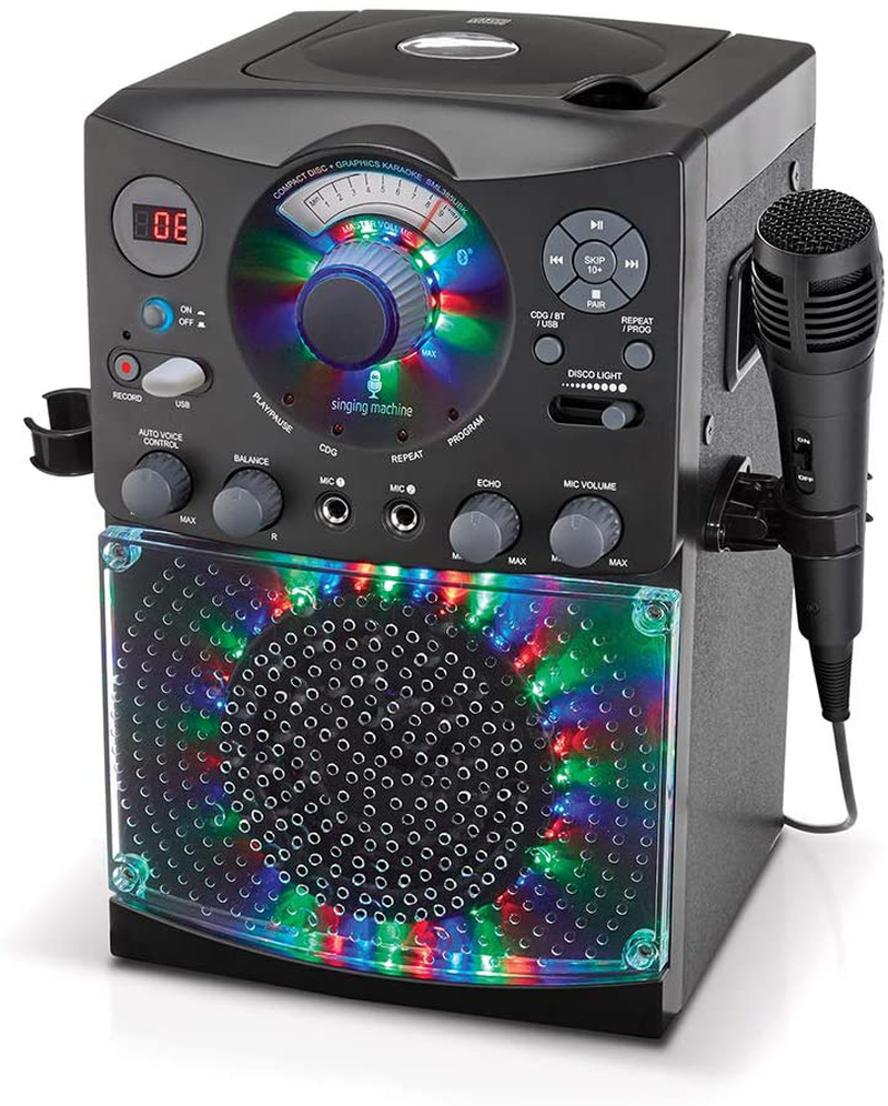 Bluetooth Karaoke System with LED Disco Lights, CD+G, USB, and Microphone