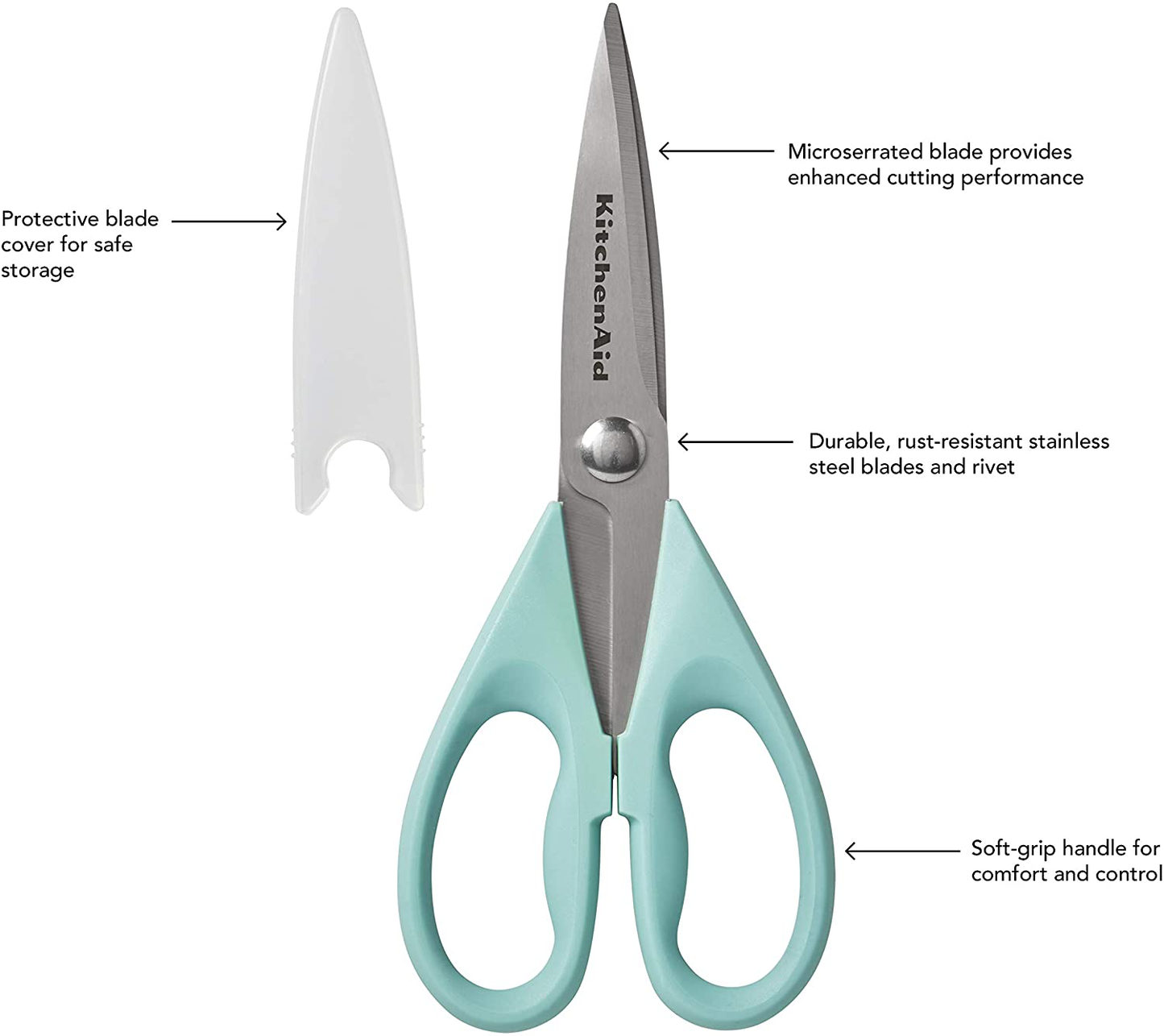 KitchenAid All Purpose Shears with Protective Sheath, 8.72-Inch, Black