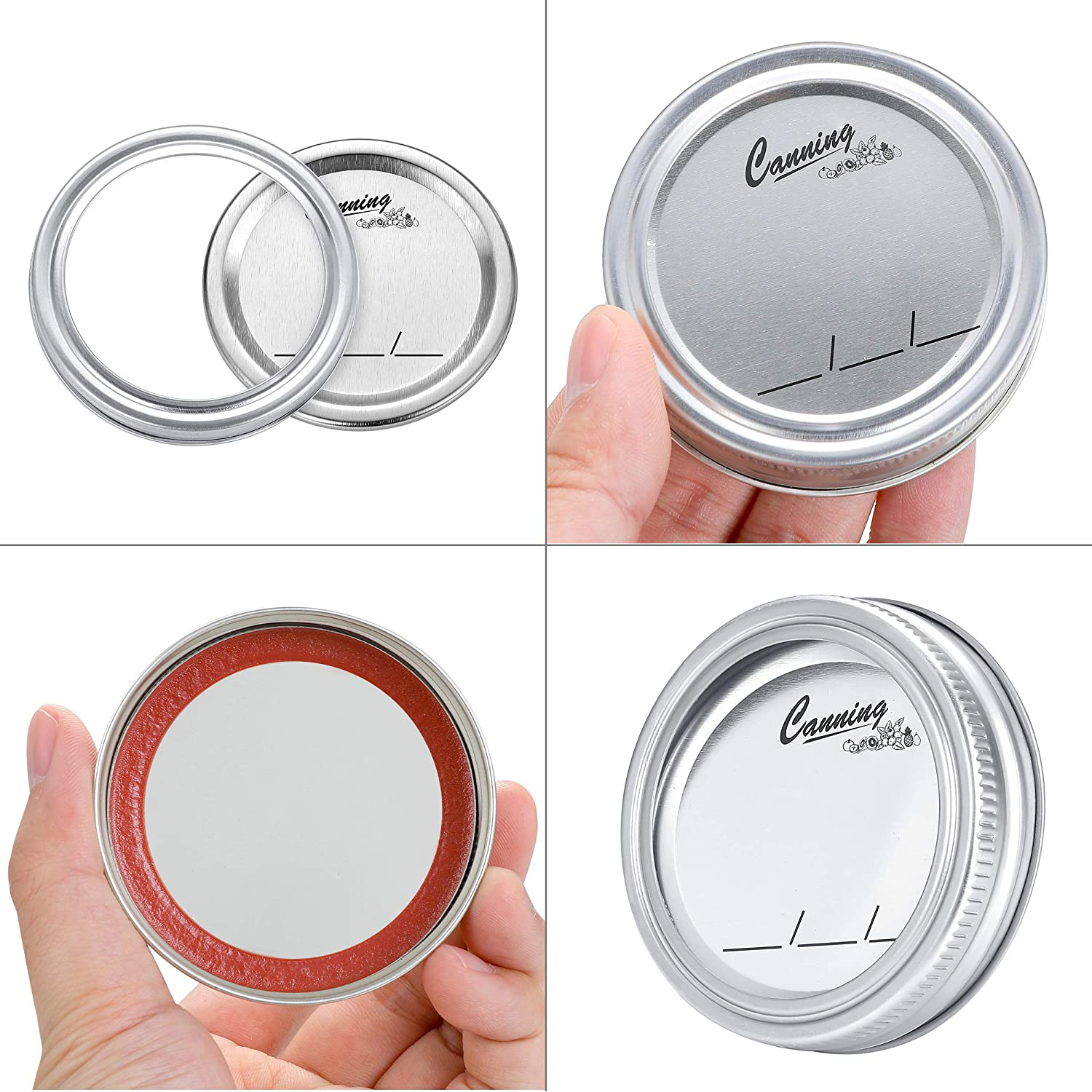 45- Count Regular Mouth Canning Lids with 5 Count Rings for Ball, Kerr Jars - Split-Type Metal Mason Jar Lids for Canning - Food Grade Material, 100% Fit & Airtight for Regular Mouth Jars
