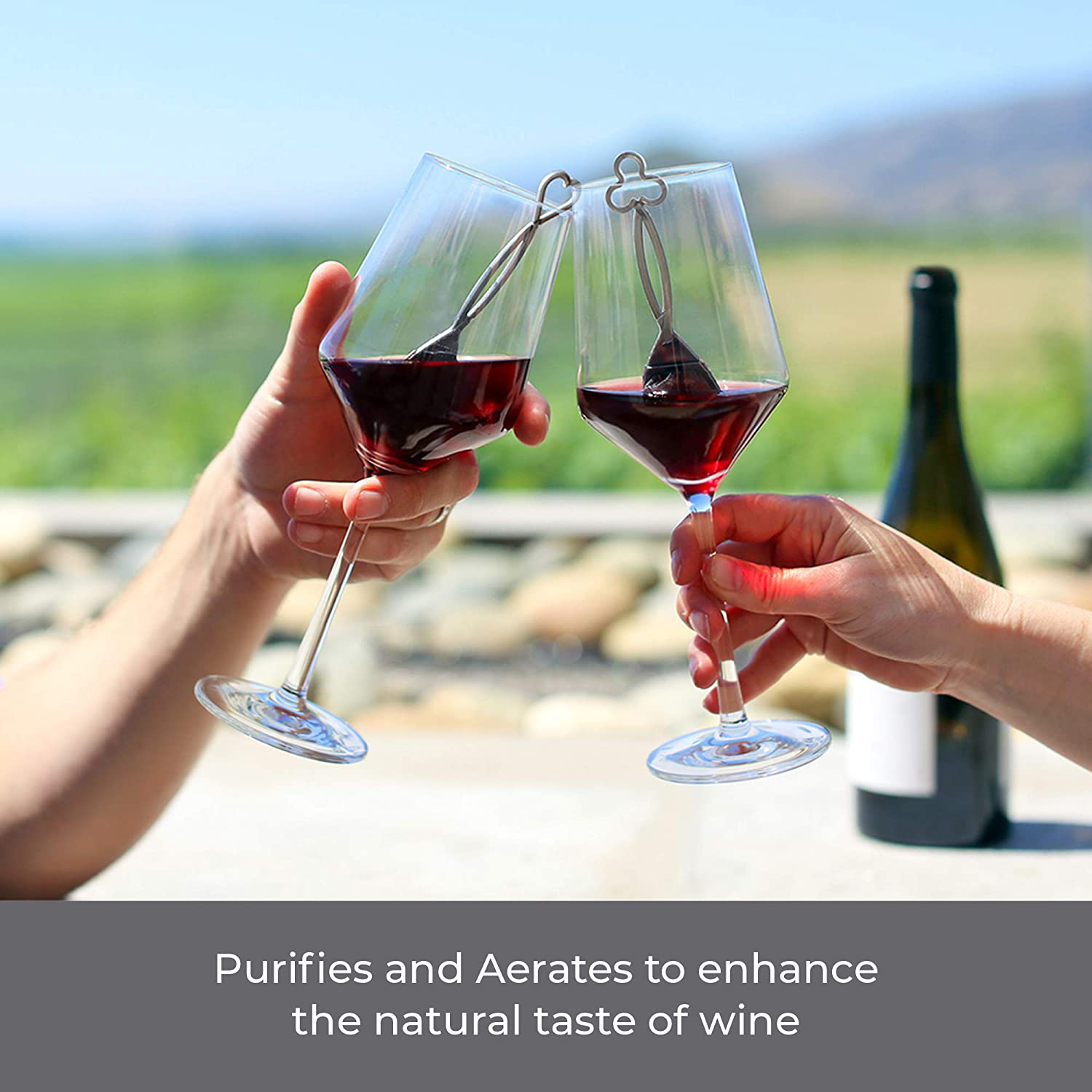 PureWine Wand Purifier Filter Stick Removes Histamines and Sulfites - Reduces Wine Allergies & Eliminates Headaches - Drop It & Stir Aerates Restoring Taste & Purity - Pack of 24