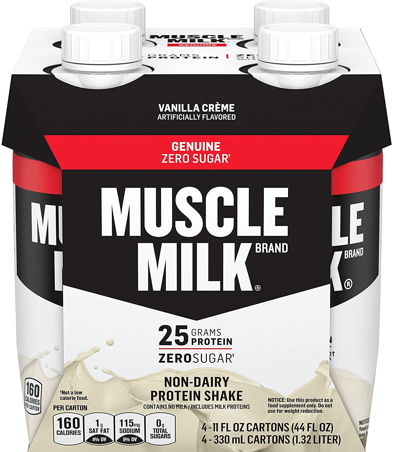 Muscle Milk Genuine Protein Shake, Vanilla Crème, 25G Protein, 11 Fl Oz, 4 Pack