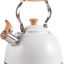 ROCKURWOK Tea Kettle Stovetop Whistling Teapot, Stainless Steel, 2.64-Quart White