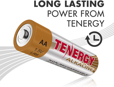 Tenergy 1.5V AA Alkaline Battery, High Performance AA Non-Rechargeable Batteries for Clocks, Remotes, Toys & Electronic Devices, Replacement AA Cell Batteries