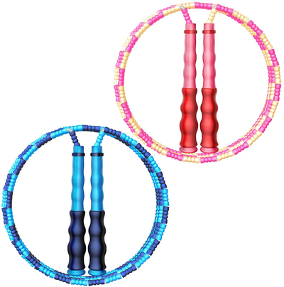 Jump Rope Kids, Wekin Soft Beaded Skipping Rope Kids Girls Boys, Tangle-Free Segmented Adjustable for Women Men, Kids Exercise Equipment for Keeping Fit, Workout, -9.8 Ft 2 Pack (Pink+Blue)