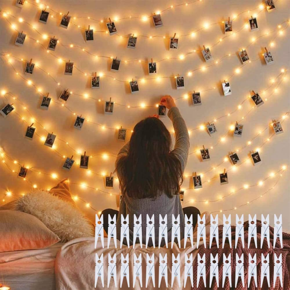 Photo Clip String Lights Fairy String Lights with 30 Clear Clips for Hanging Pictures Great Decorations for Dorm Bedroom Wall Decor Wedding