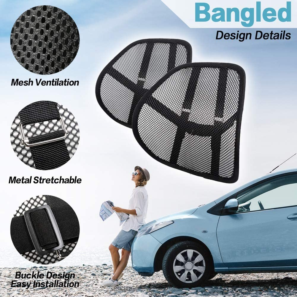 Lumbar Support, Car Lumbar Support with Double Breathable Mesh, Back Lumbar Support for Car and Office Chair ( Black 2 Pack)