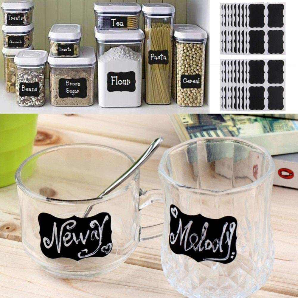 36PCS Chalkboard Labels,Free Erasable Chalk Pen,Removable,Reusable & Waterproof Blackboard Stickers, for Containers, Jars, Mason, Spice, Glass, Bottles,Distinguish and Remind Things Label