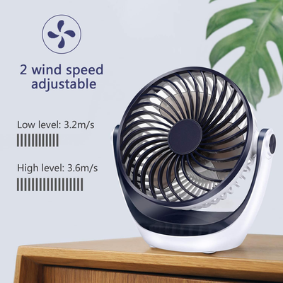 Desk Fan Small Table Fan with Strong Airflow Quiet Operation Portable Fan Speed Adjustable Head 360°Rotatable Mini Personal Fan for Home Office Bedroom Table and Desktop 5.1 Inch