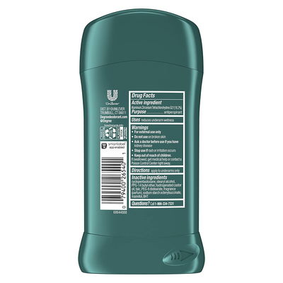 Degree Men Antiperspirant Deodorant 48-Hour Odor Protection Cool Rush Mens Deodorant Stick 2.7 Oz, Pack of 6