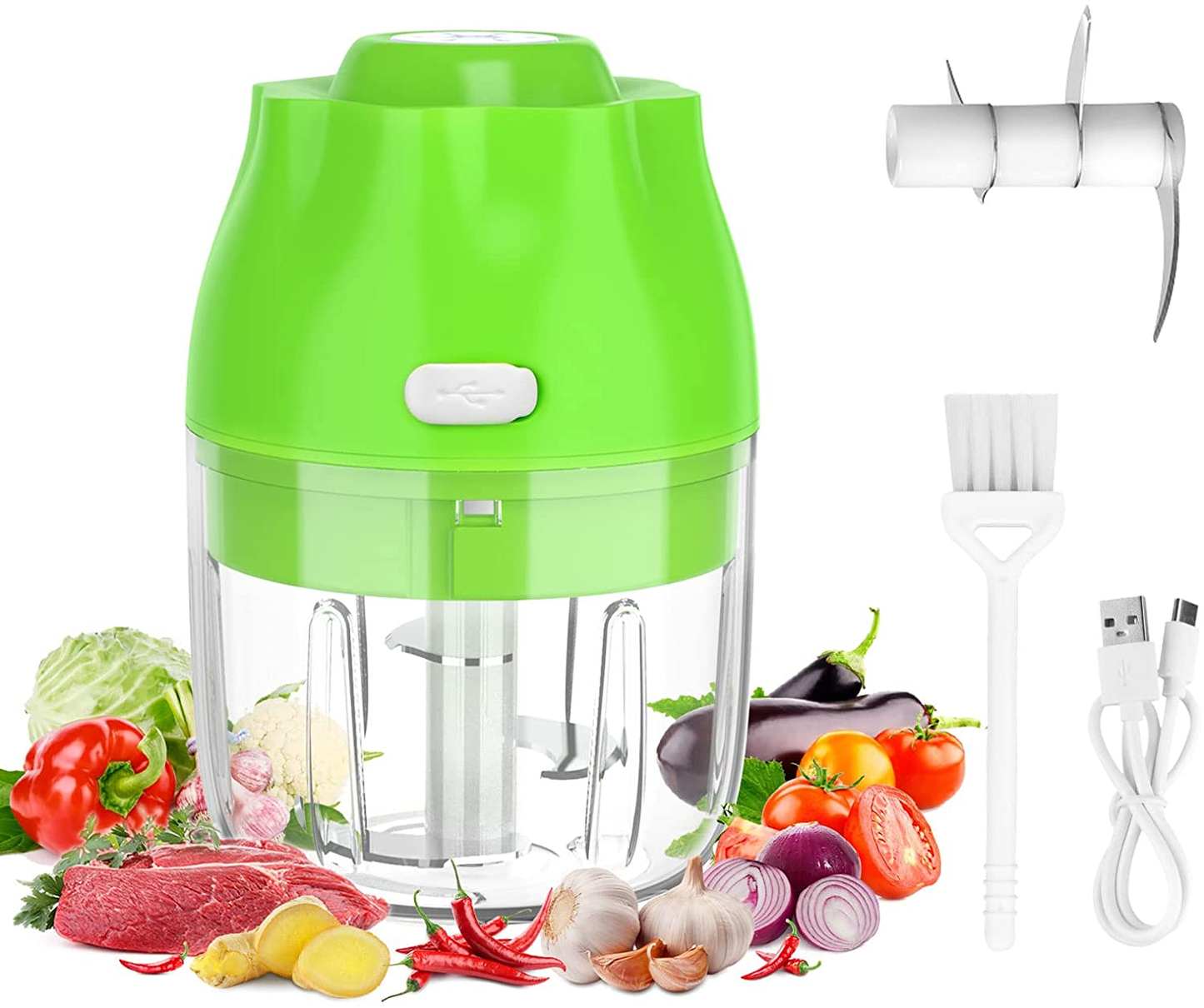 Electric Mini Garlic Chopper, 250 ML Food Vegetable Chopper for Garlic Veggie,Dicing, Mincing & Puree, Fruit Salad