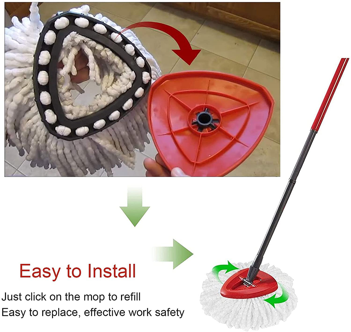 Carkio 4PCS Replacement Microfiber Spin Mop Head Refills Compatible with O-Cedar EasyWring Mop