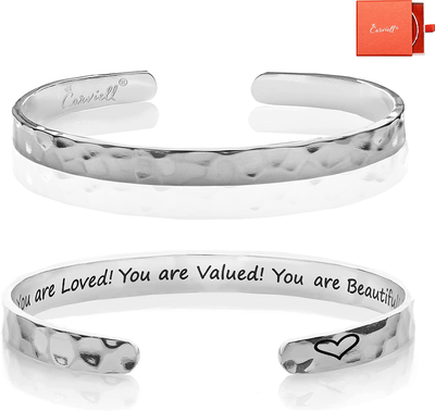 Bracelets for Women, Personalized Gifts for Her, Mom, Best Friend, Inspirational Friendship Cuff for Teen Girls, Engraved, Birthday Gift Jewelry