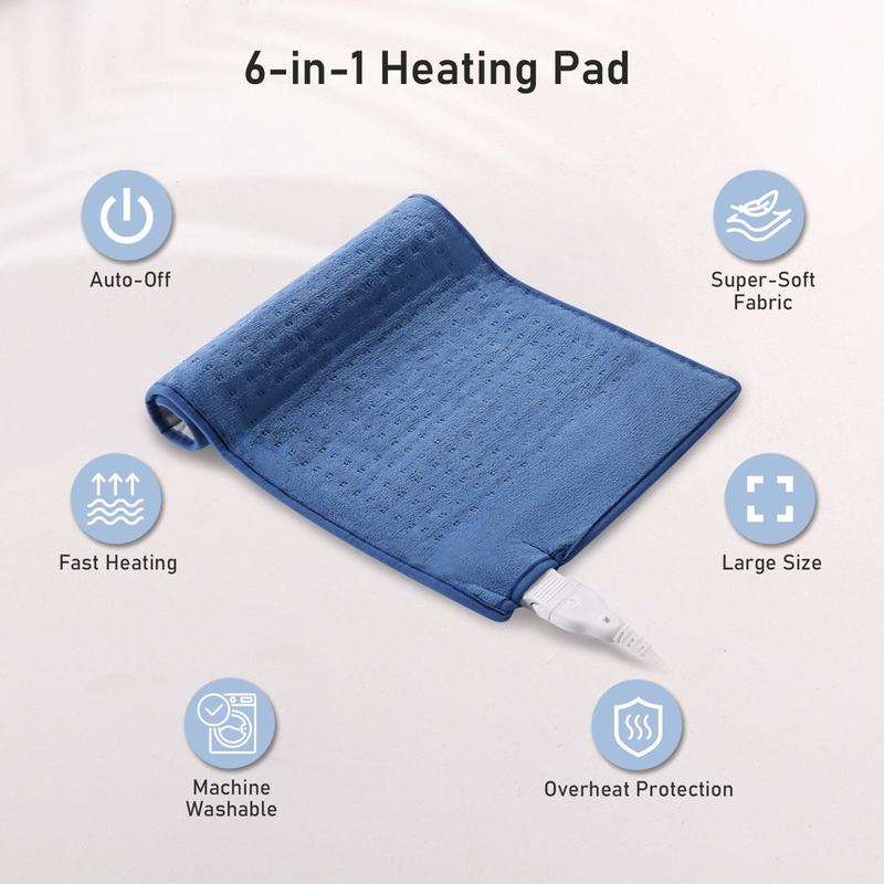 Large Heating Pad 12''X24'' with 4 Heat Settings, Auto Shut-Off