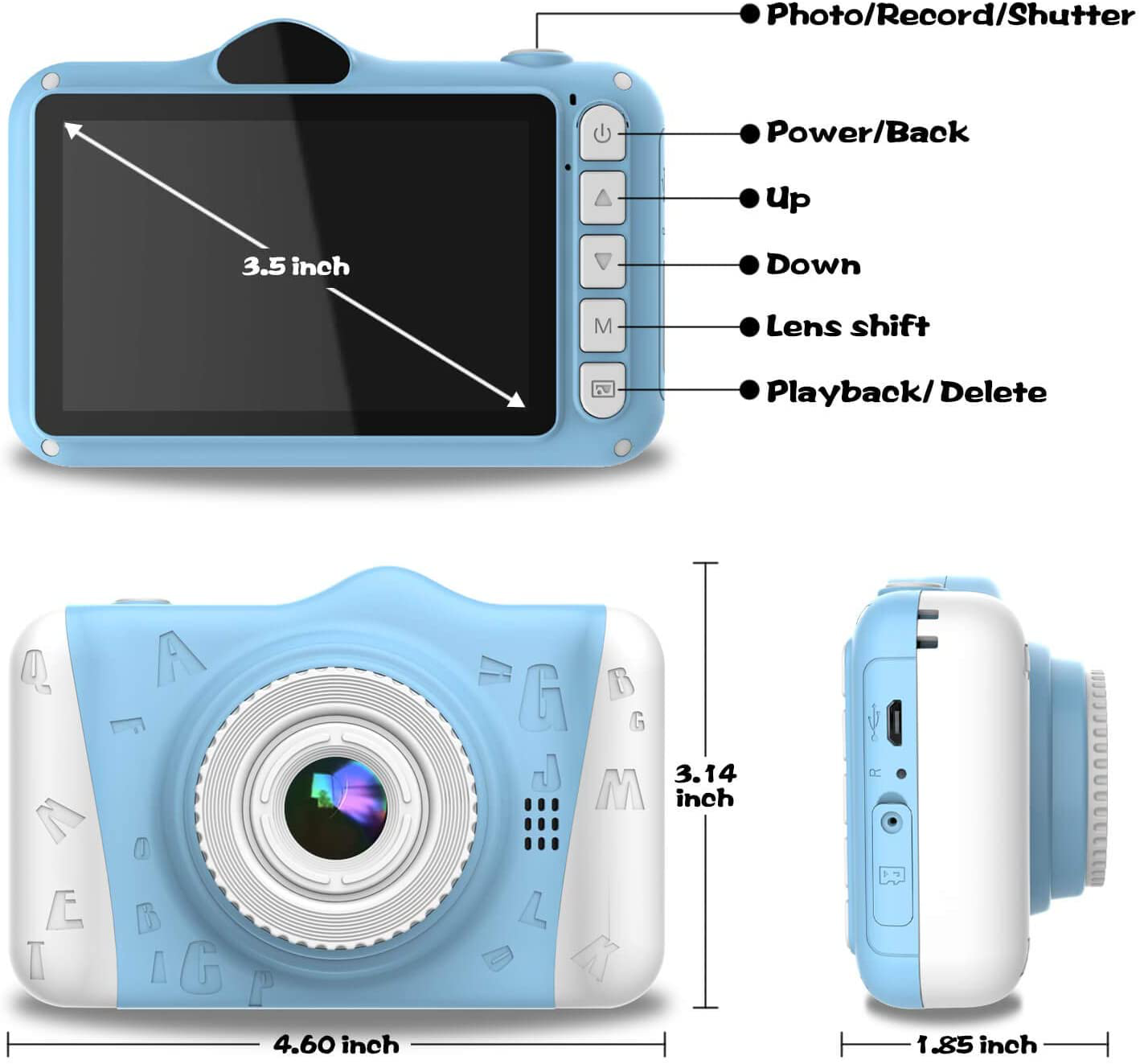 12MP Children's Camera with Large Screen for Boys and Girls, 1080P Rechargeable Electronic Camera with 32GB TF Card