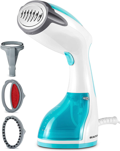 BEAUTURAL Steamer for Clothes with Pump Steam Technology, Portable Handheld Garment Fabric Wrinkles Remover, 30s Fast Heat-up, Auto-Off, Large Detachable Water Tank