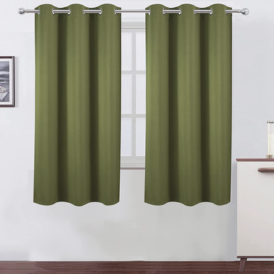 LEMOMO Olive Green Thermal Blackout Curtains/38 x 63 Inch/Set of 2 Panels Room Darkening Curtains for Bedroom