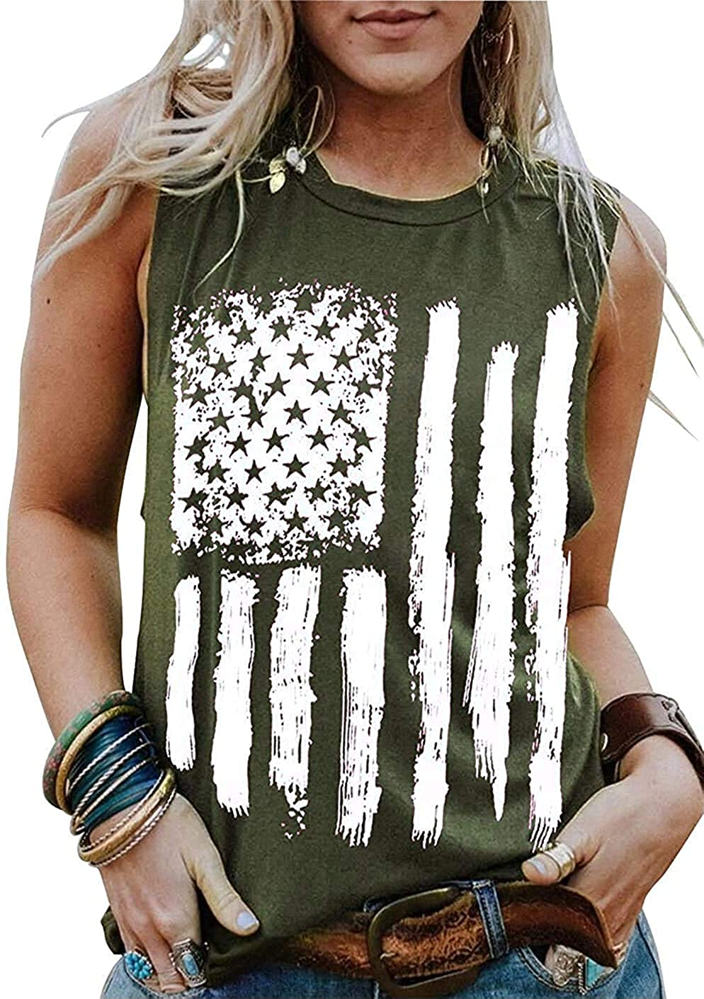 American Flag Tank Tops for Women We the People 1776 Sleeveless T-Shirt 4Th of July Tee Tops