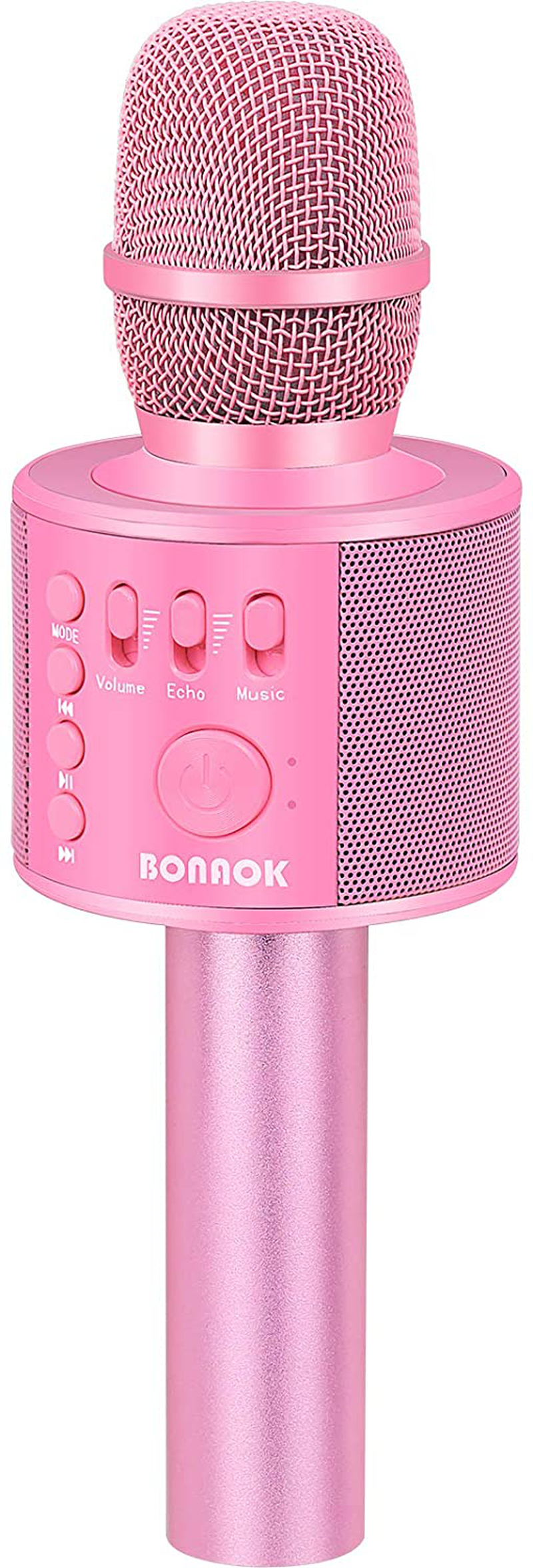 BONAOK Wireless Bluetooth Karaoke Microphone,3-in-1 Portable Handheld Karaoke Mic Speaker Machine Home Party Birthday for All Smartphones PC(Q37 Pink)