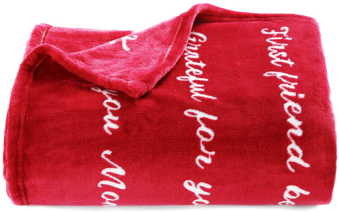 Blanket for Mom, Best Mom Ever Gift Blanket, Mom Gifts from Daughter Son Husband for Birthday, Mothers Day, Christmas, Valentines Day (Red, Throw)