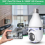 1080P Light Bulb Camera, Wireless Home Security Camera with 2.4Ghz Wifi, 360 Degree Smart Surveillance Cam with Motion Detection Alarm Night Vision(No Micro SD Card)