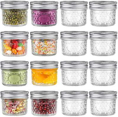Aitsite 4 OZ Mason Jars, 16 Piece Canning Jar Set With Regular Lids, Ideal for Jelly, Jam, Honey, Wedding Favors, Shower Favors, Baby Foods, DIY Magnetic Spice Jars