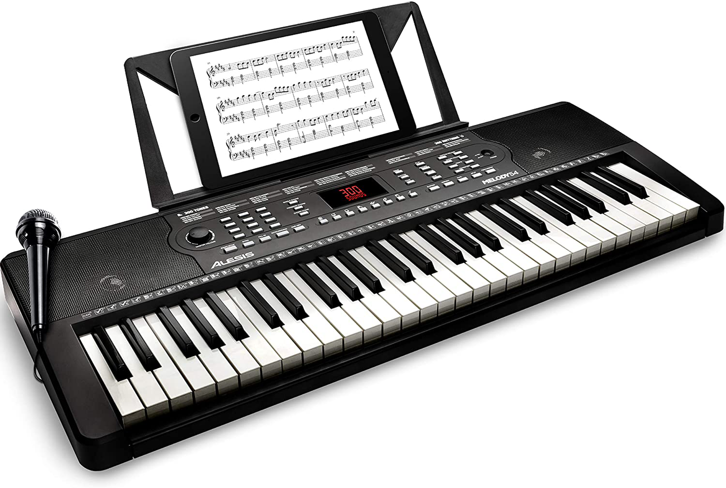 Alesis Melody 54 - Electric Keyboard Digital Piano with 54 Keys, Speakers, 300 Sounds, 300 Rhythms, 40 Songs, Microphone and Piano Lessons