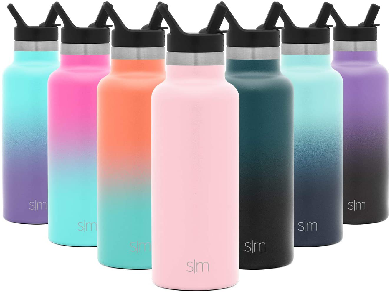 Simple Modern Insulated Water Bottle with Straw Lid Small Reusable Ascent Narrow Mouth Stainless Steel Thermos Flask, 17oz Straw Lid, Blush