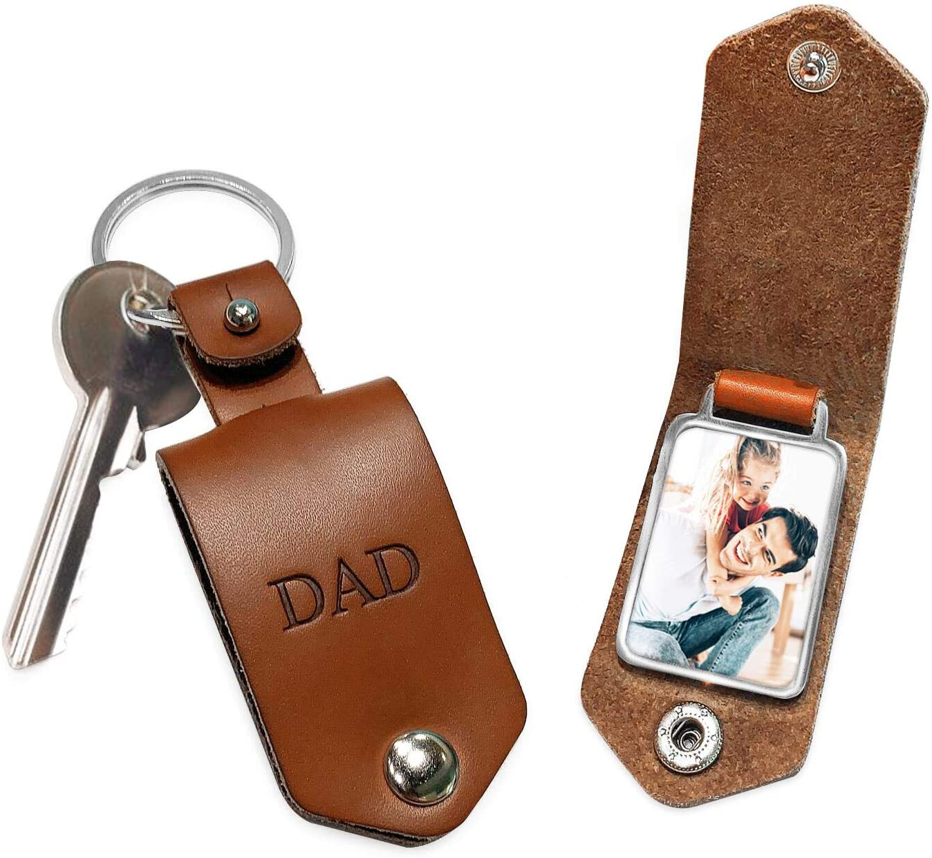 Dad Christmas Gifts - You Will Always Be My Hero Leather Photo Keychain - Dad Gifts from Daughter Son Wife - Personalized Present for Papa Birthday Fathers Day