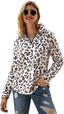 P&A Fashion Women's Long Sleeve Leopard Print Sweatshirt V Neck Quarter Zip Fleece Pullover Tops