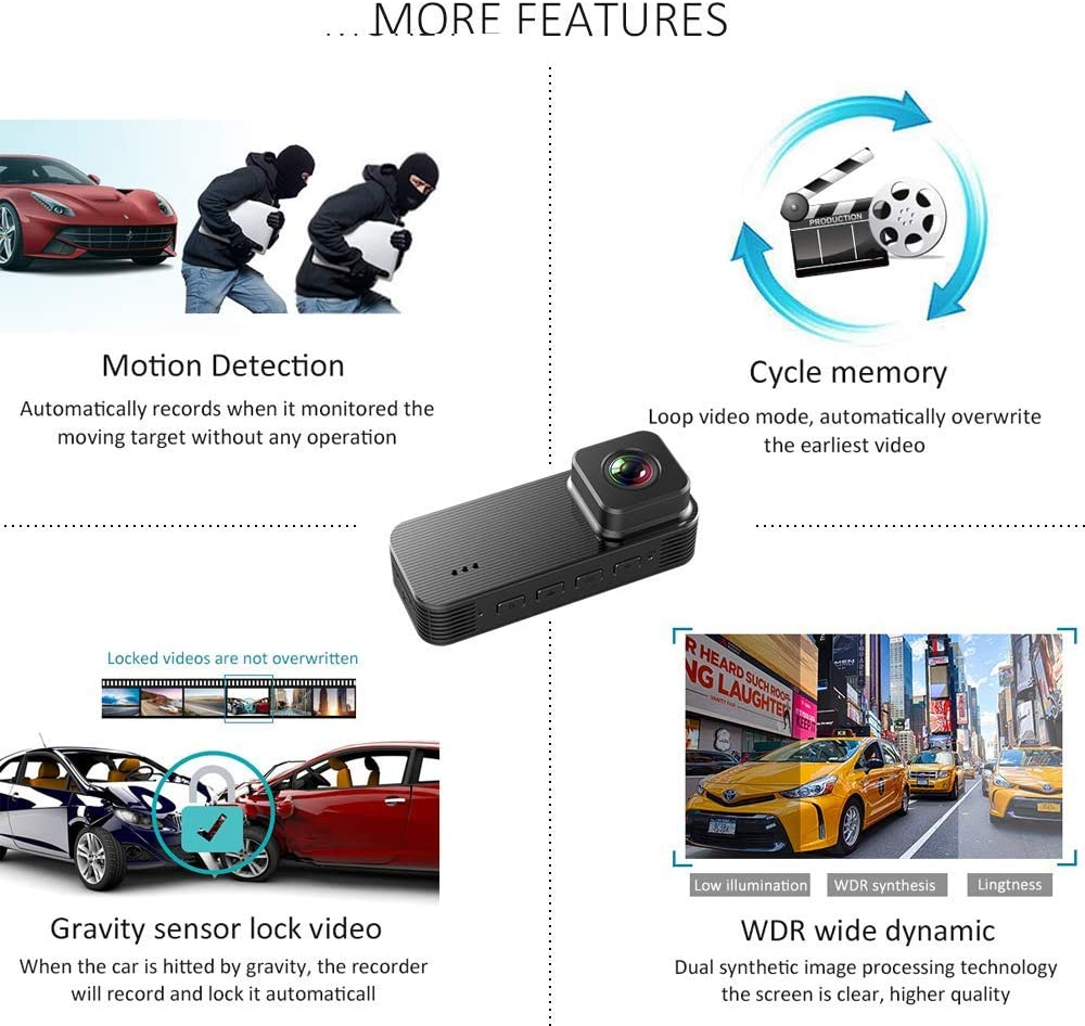 2K Dual Lens Dash Cam for Cars Car Dvr Dash Camera Car Camera with 3.16 IPS Screen 170‘ Wide Angle Reverse Image Parking Monitoring Loop Video Movement Detection