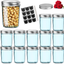 LovoIn 12 Pack 12 oz Glass Jars with Silver Metal Airtight Lids, Fashioned Mason Jars for Jams, Jellies, Fruit Syrups, Body Milk, Pizza Sauce - Blue