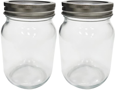 ZUYPSK Regular Mouth Glass Mason Jars, With Lids and Bands for Food Storage,Cookies, Spice,Candy,Drinking,Canning and Salads, Yogurt 16 oz (Pack of 2, 16 oz)