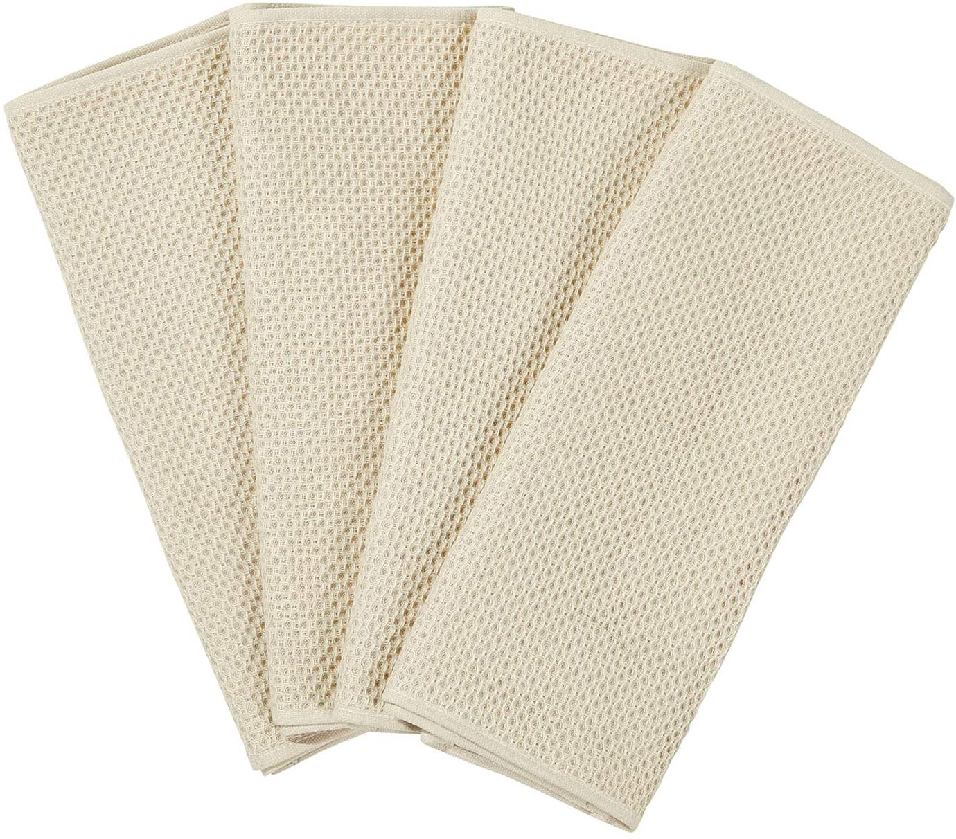 Homaxy 100% Cotton Waffle Weave Kitchen Dish Cloths, Ultra Soft Absorbent Quick Drying Dish Towels, 12x12 Inches, 6-Pack, Beige