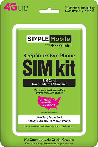 Simple Mobile, Powered by Tmobile, Universal Sim Kit