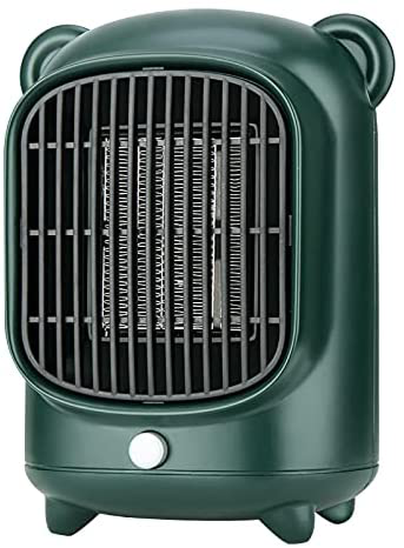 XDS 500W Tabletop Bear Heater,Small Space Heaters for Indoor Use with Safety Power Switch Ptc(Green）
