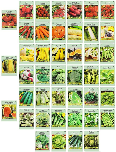 Set of 43 Assorted Vegetable & Herb Seeds - 43 Varieties - Create a Deluxe Garden All Seeds Are Heirloom - 100% Non-Gmo