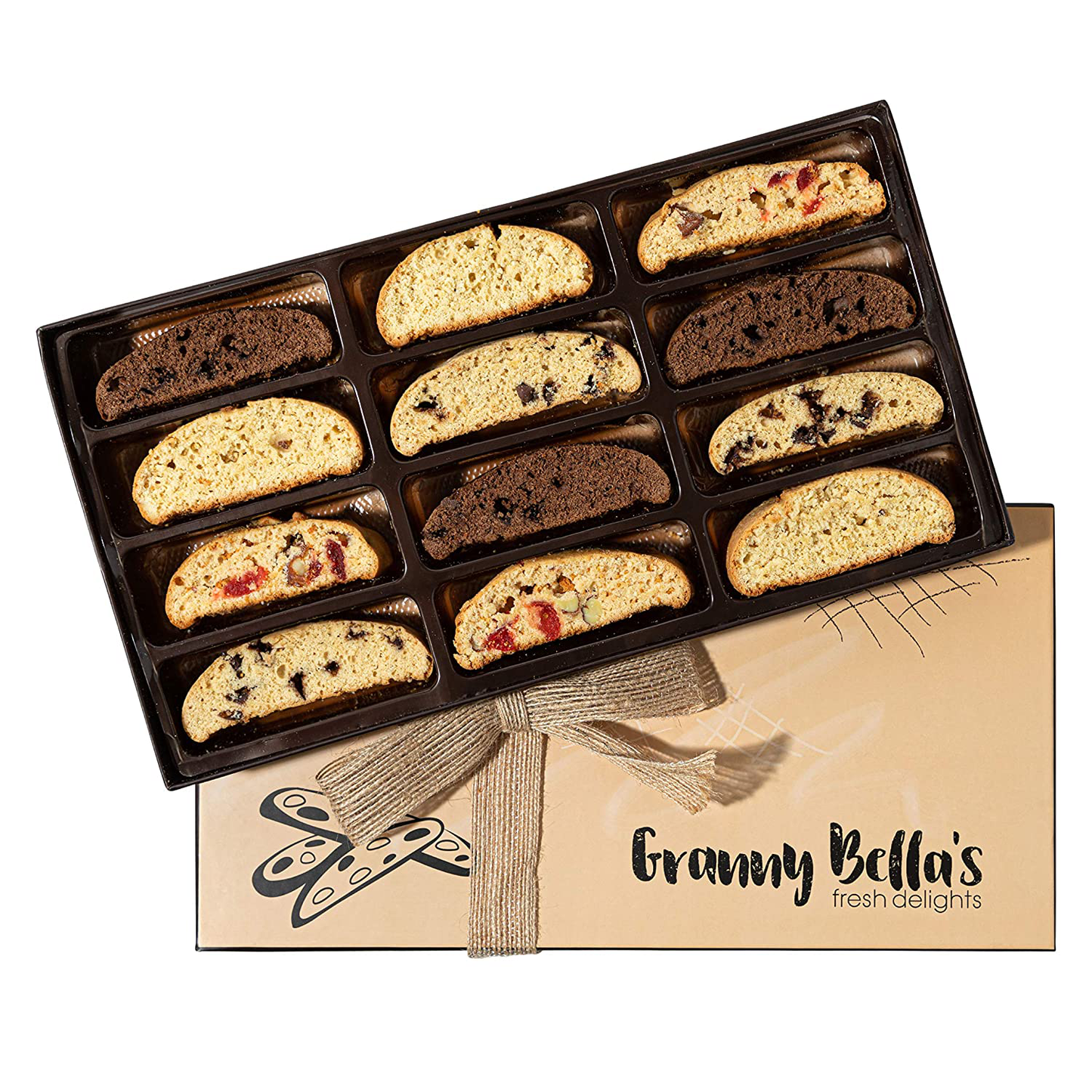 Granny Bella’S Artisan Biscotti Food Gift Baskets 12 Gourmet Italian Cookies Prime Gifting for Holiday Birthday Christmas Get Well Sympathy Kosher Cookie Thanksgiving Gifts for Men Women & Families