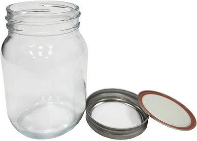 TACKTIMES Regular Mason Jar with Silver Mason Storage Split-Type Lids Leak Proof for Food Storage 500ML (Type 1)