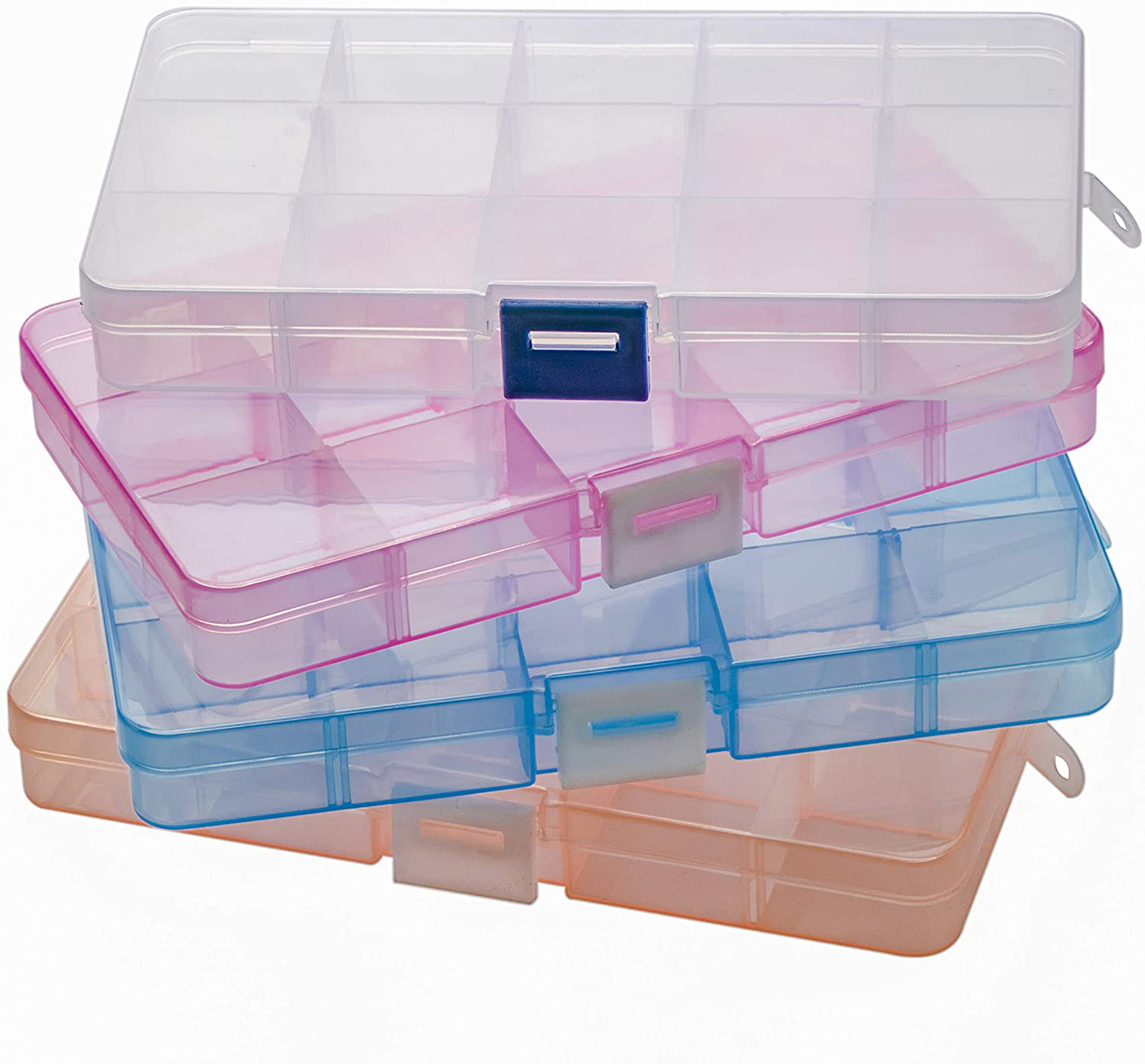 Organizer Box Adjustable Dividers - Plastic Compartment Storage Container for Washi Tapes, Craft, Beads, Jewelry, Small Parts