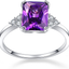 Women'S 5.25Ct Emerald Cut Created Amethyst CZ 925 Sterling Silver Solitaire Engagement Ring