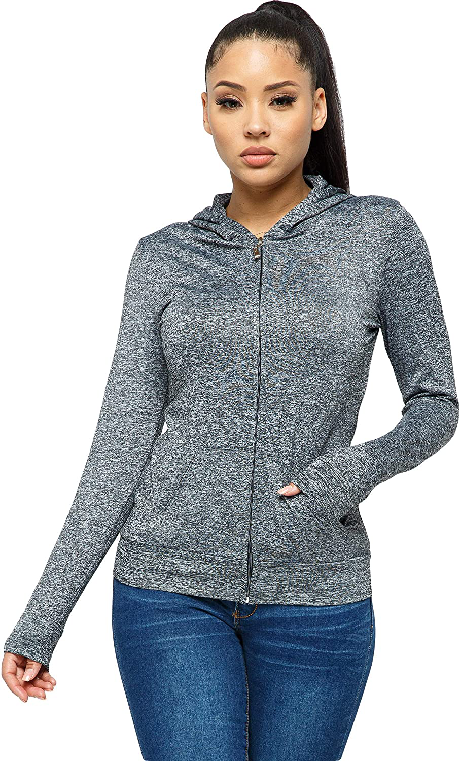 WINESTER & COMPANY Women's Hoodie - Casual Long Sleeve Full Zip Up Slim Fit Hooded Jacket Sweatshirt Workout Active Top