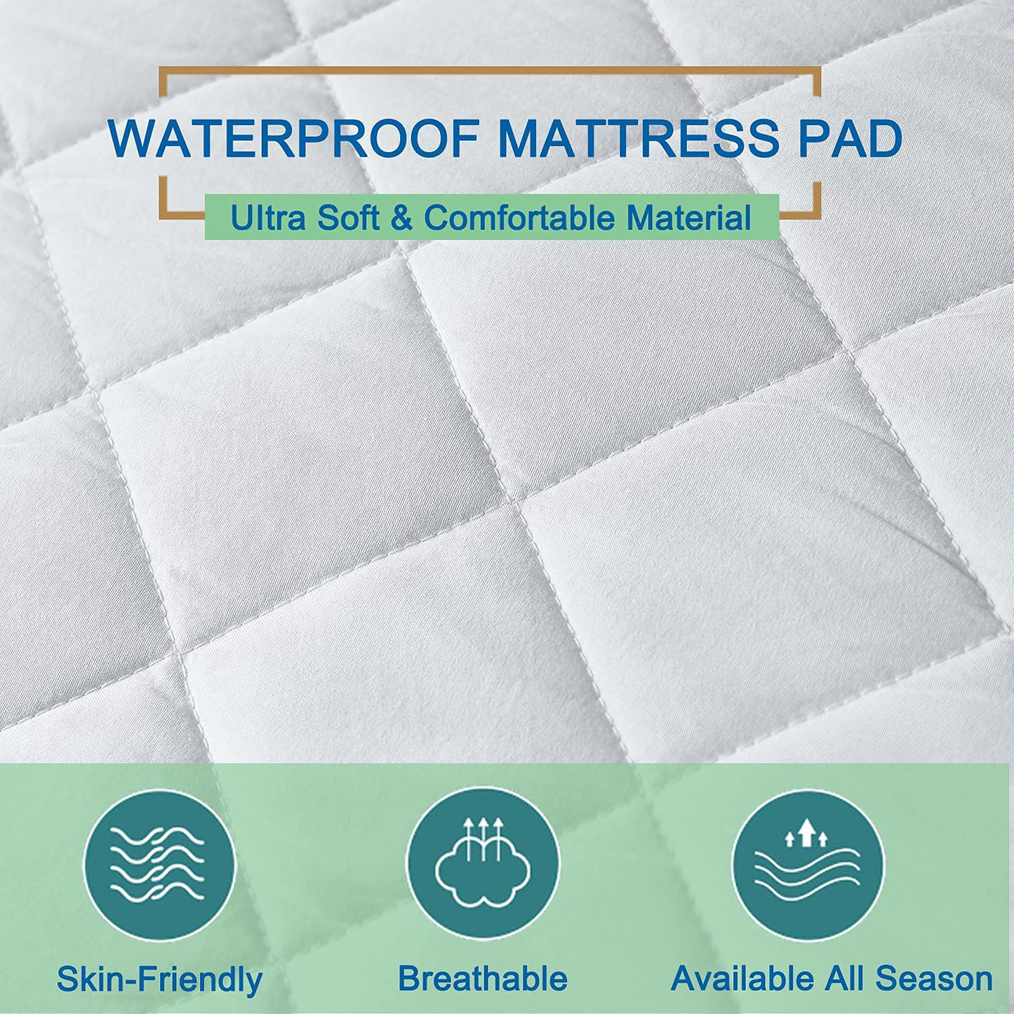 Gehannah California King Mattress Pad 100% Waterproof Mattress Protector, Ultra Soft Noiseless Mattress Cover, Breathable Cooling Mattress Topper with 8-18" Deep Pocket