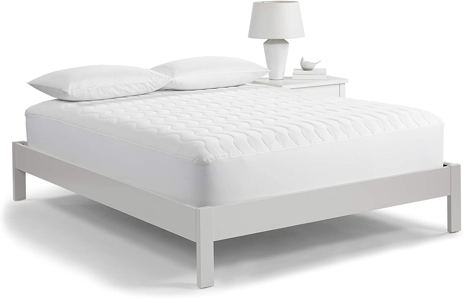 Serta Perfect Sleeper Basic Comfort Mattress Pad, Air Dry Moisture Wicking, Microfiber Fill, Scotchgard Stain Release, Antimicrobial Odor Protection, Cooling, Full, White