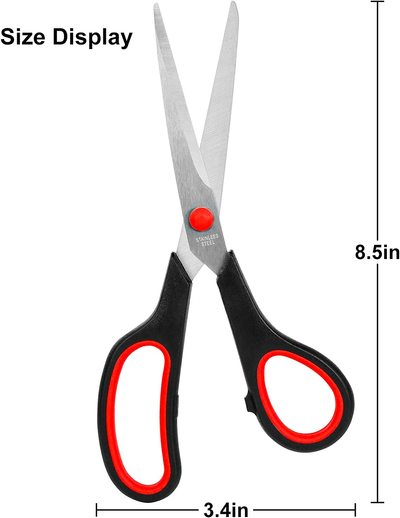 Scissors 3 Pack, Students Scissors for School, Office, Kitchen, 8" Fabric Sewing Scissors - Strong, Sharp and Ergonomic, Comfortable to Hold