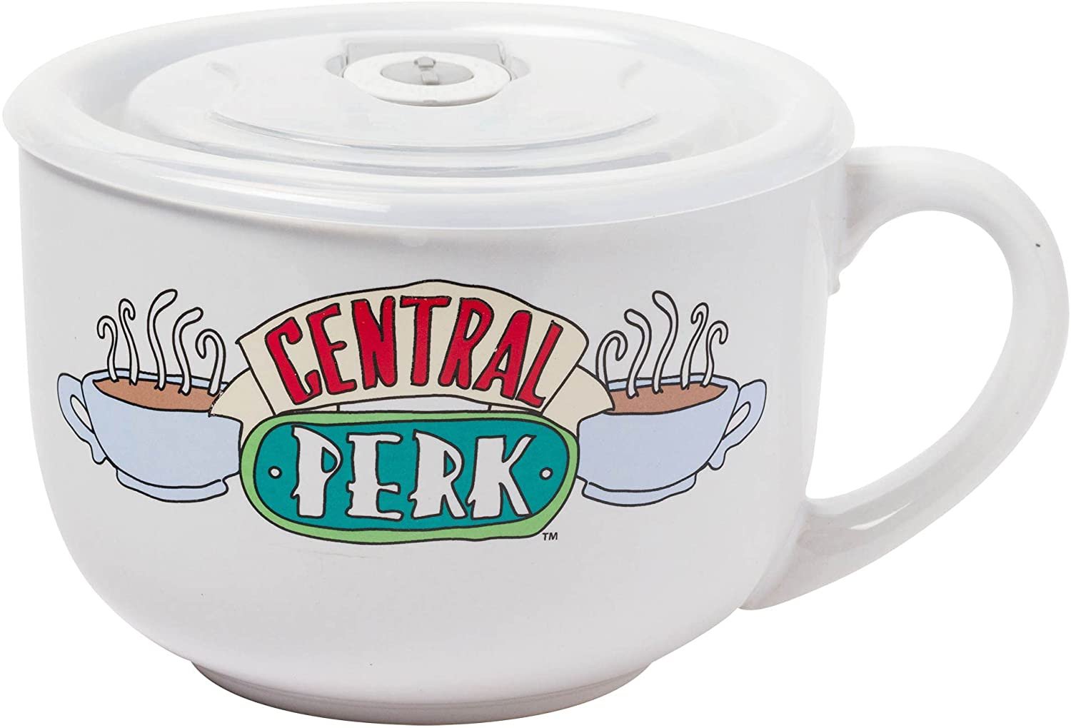 Silver Buffalo FRIENDS Central Perk Black Ceramic Mug Oversized for Coffee, Soup, 24 Ounces