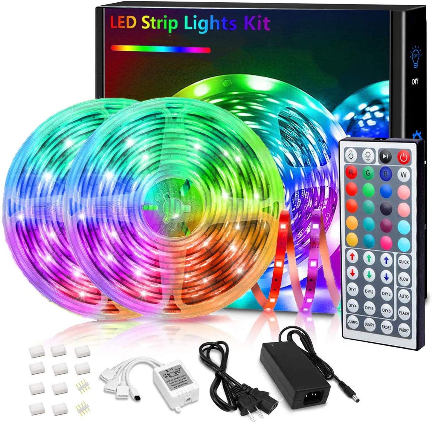 Led Strip Lights Color Changing RGB Led Light Strips with 44 Keys IR Remote Control, 20 Colors and DIY Mode LED Light Strip