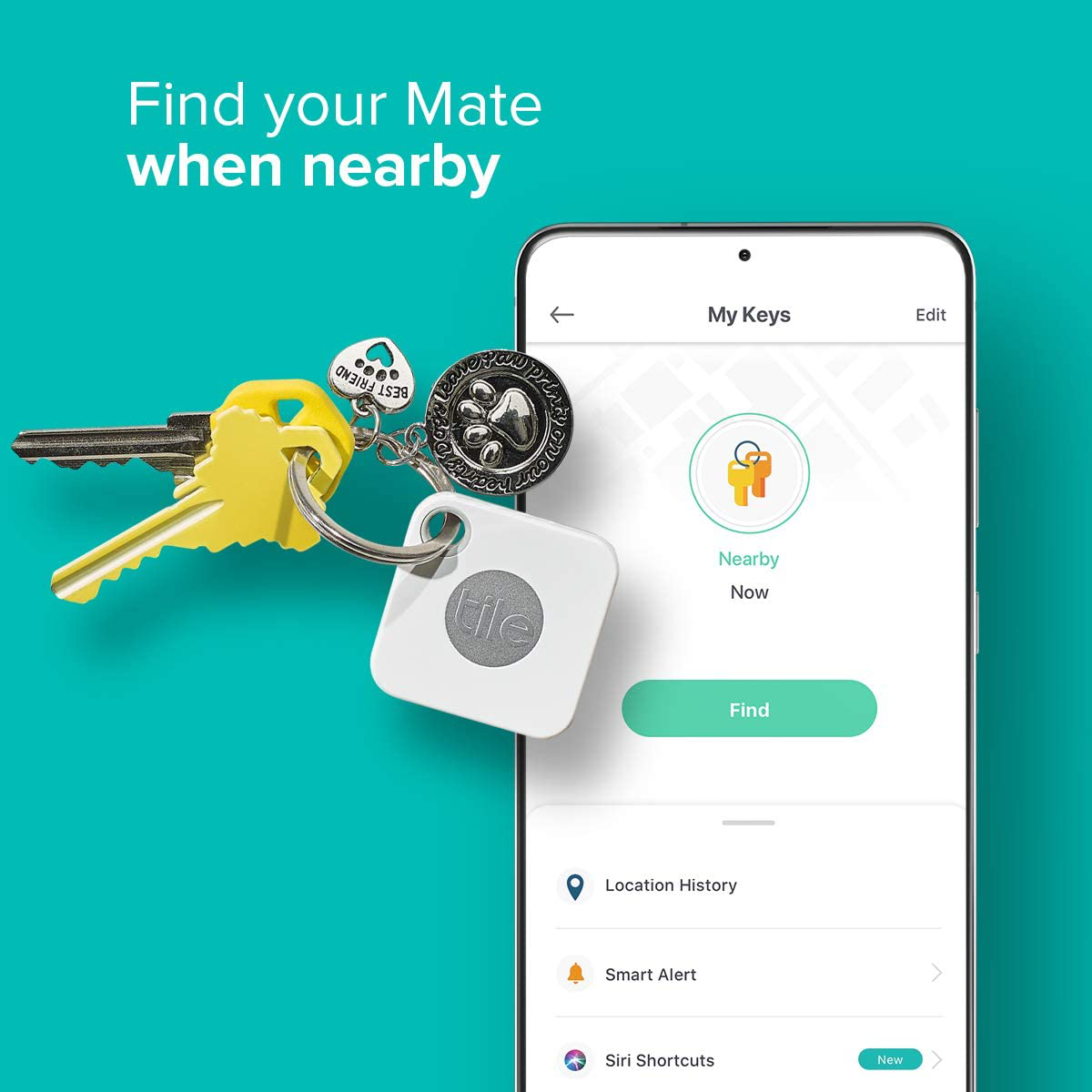 Tile Mate Bluetooth Tracker, Keys Finder and Item Locator for Keys, Bags and More; Water Resistant with 1 Year Replaceable Battery