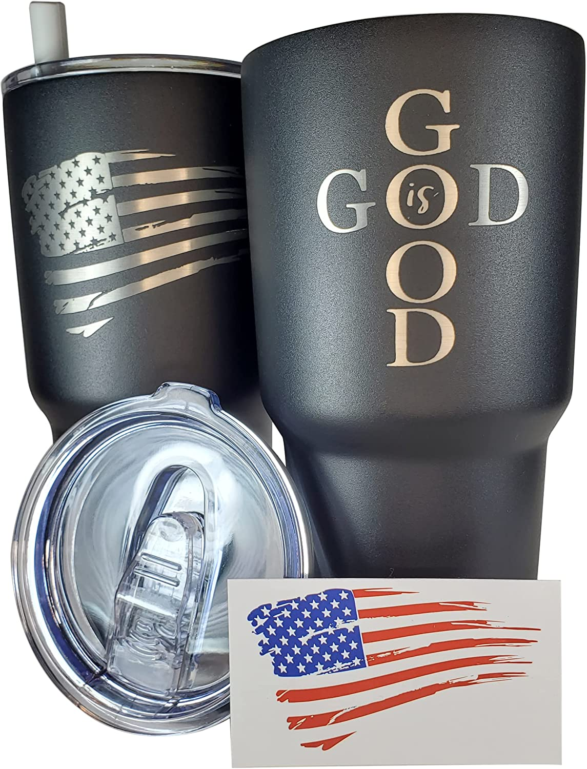 30Oz Army Veteran Tumbler - Double Insulated - with Silicone Straw and USA Sticker (Army Veteran)