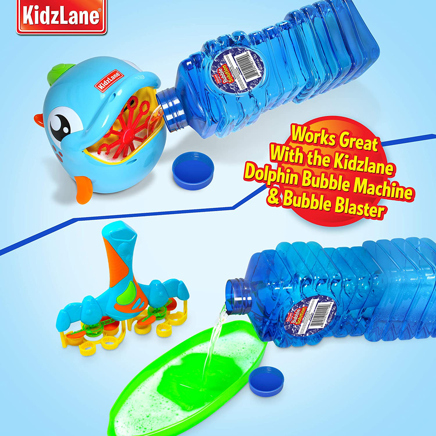 Kidzlane Bubble Solution Refill 67.63 oz | Large, Easy-Grip Bottle for Bubble Guns, Wands, Bubble Machines | 67.63 Oz.
